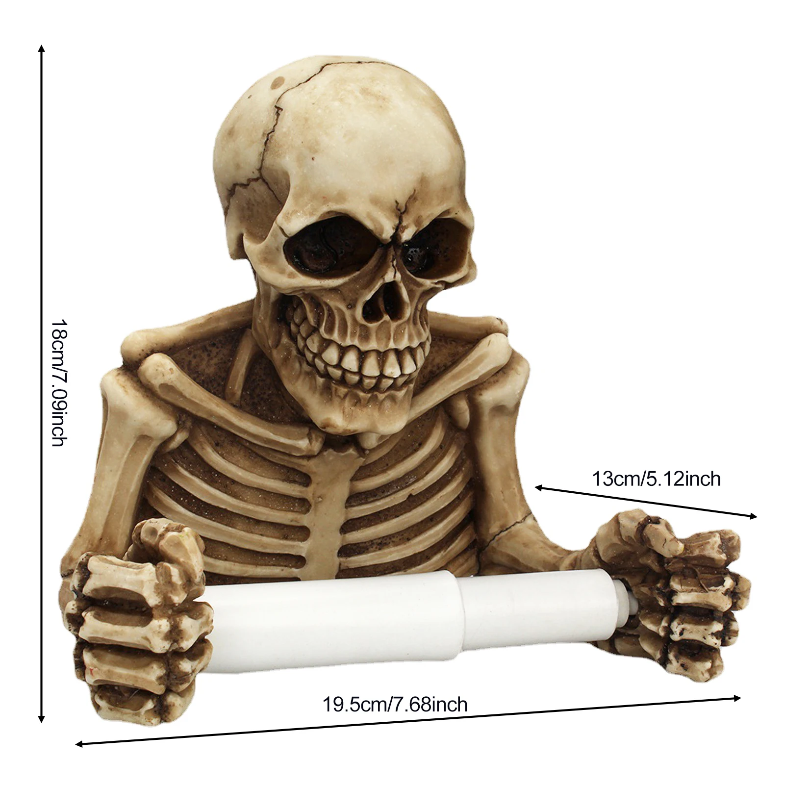 Resin Skull Toilet Paper Holder Wall Mount Tissue Roll Paper Storage Holder Skeleton Shelf Rack Bathroom Halloween Decor Holder - Image 2