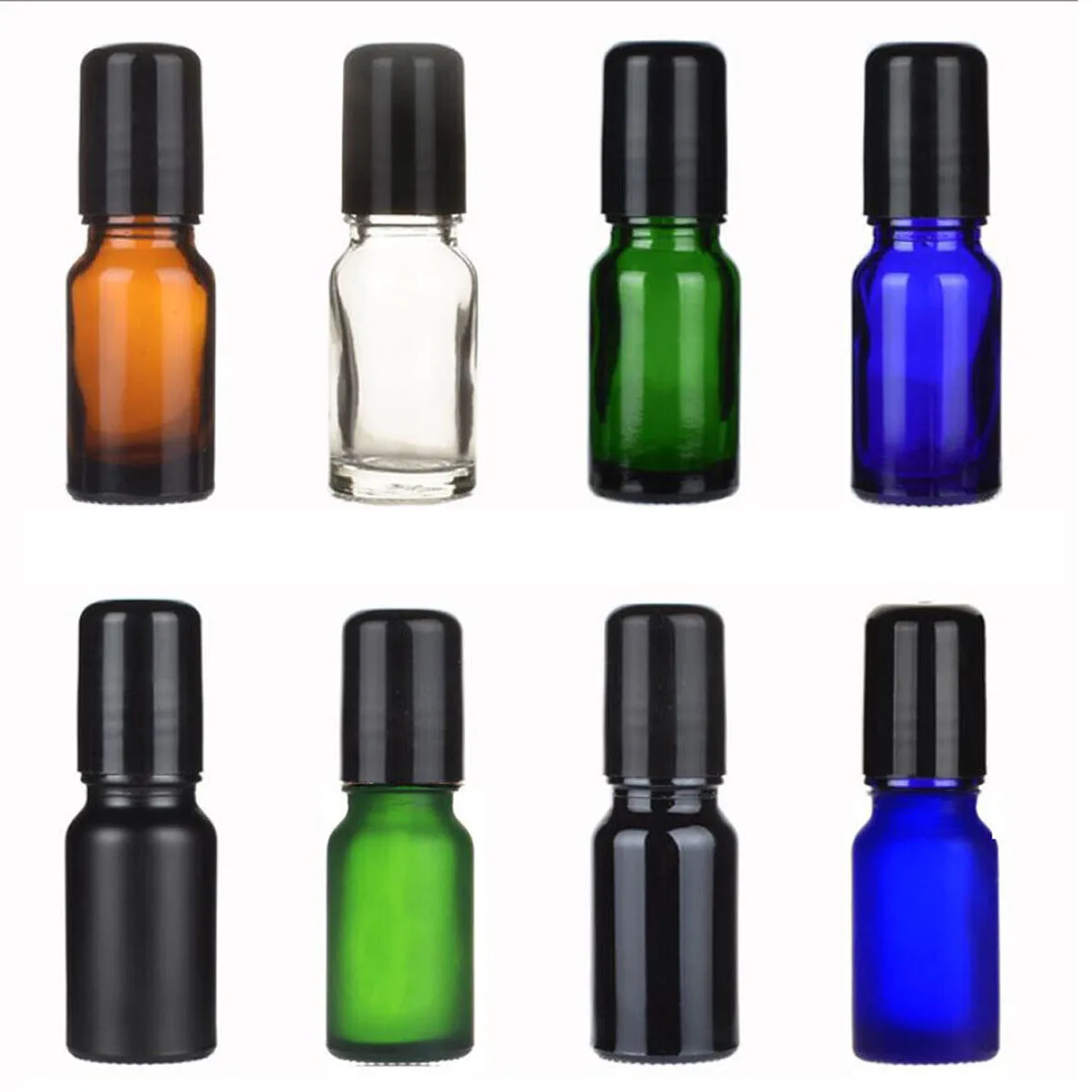 5X 10X  5ml 10ml 15ml 20ml 30ml 50ml 100ml Green Blue Ambe Bottle With Roll On Perfume Glass Bottle 1oz Empty Essential Oil Case