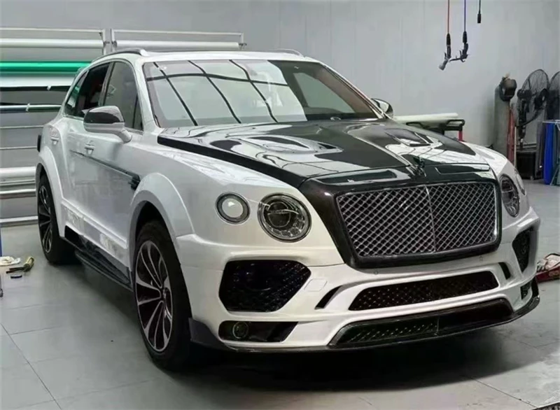 For Bentley Bentayga Real Semi Carbon Fibre Bumper Front Lip Rear Diffuser Side Skirts Tail Wing Hood Car Accessories Body Kit
