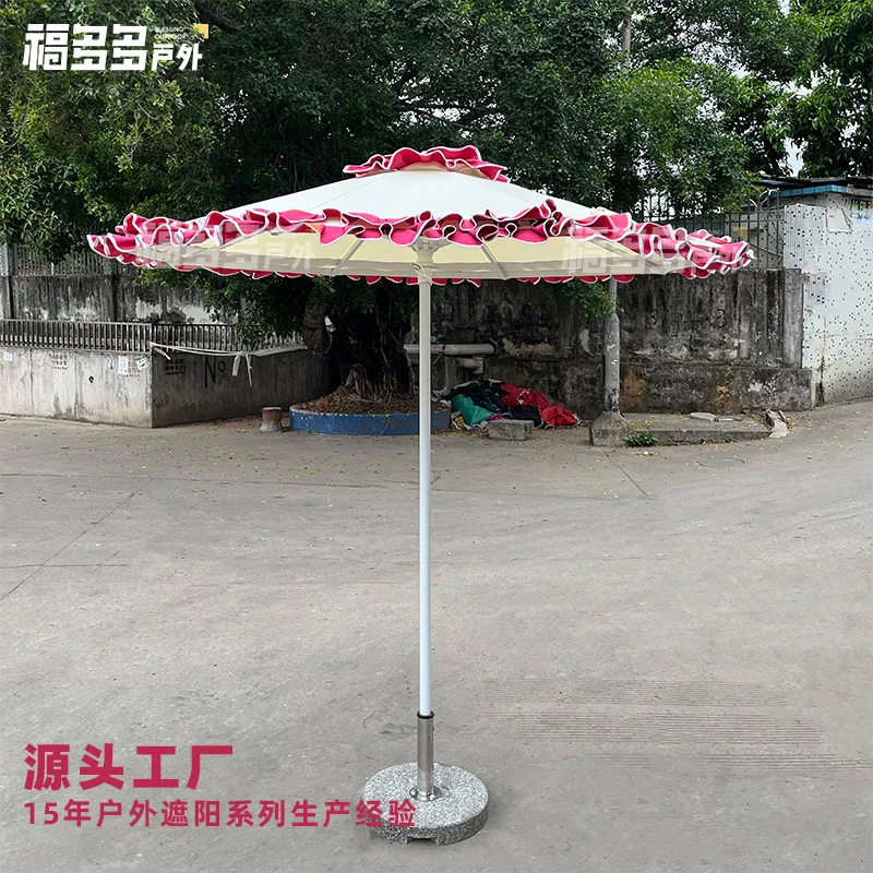 Factory direct sales rose lace aluminum alloy middle column garden umbrella custom free design swimming pool