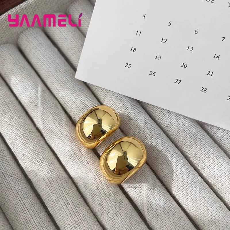 2025 últimos pendientes de tuerca de moda para mujer colgante de gota de agua Simple Plata de Ley 925 Punk Hip Hop oreja de Metal regalo de joyería de moda