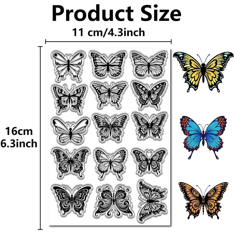 1Sheet Butterfly Rubber Stamp Swallowtail Butterflies Clear Transparent Vintage Silicone Seals Stamp for Journaling Card Making