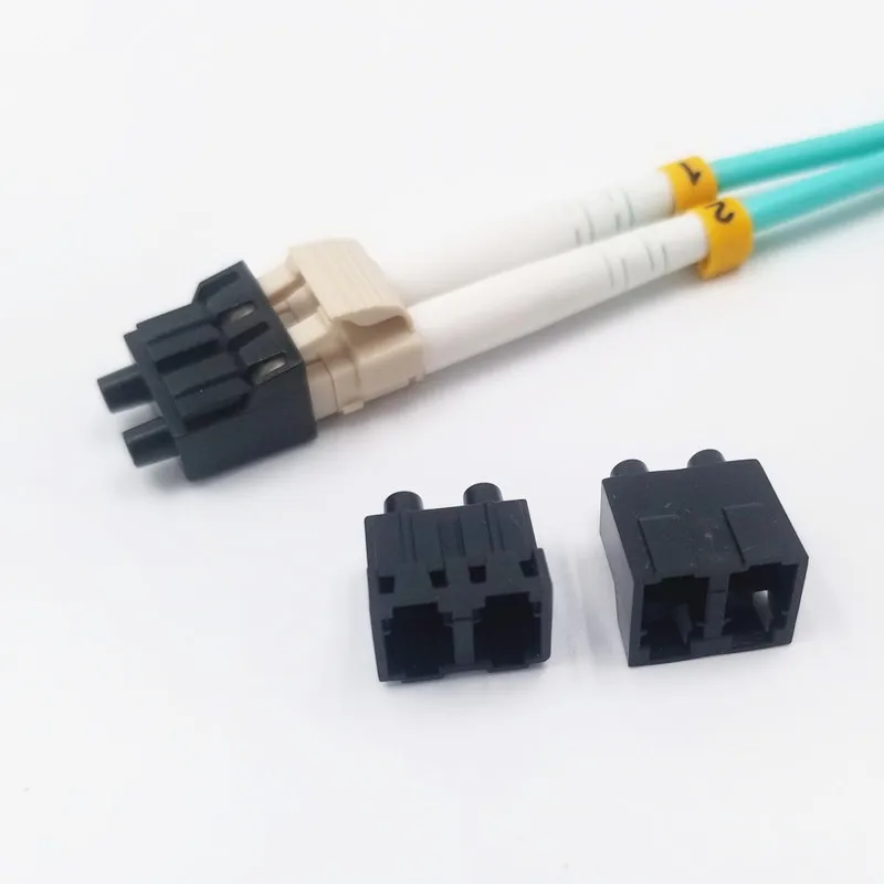 LC Duplex Fiber Optic Tool Dust Cover Connector, Dust Protective Cap for Optical Patch Cord Cable, 50 Pcs, 100Pcs