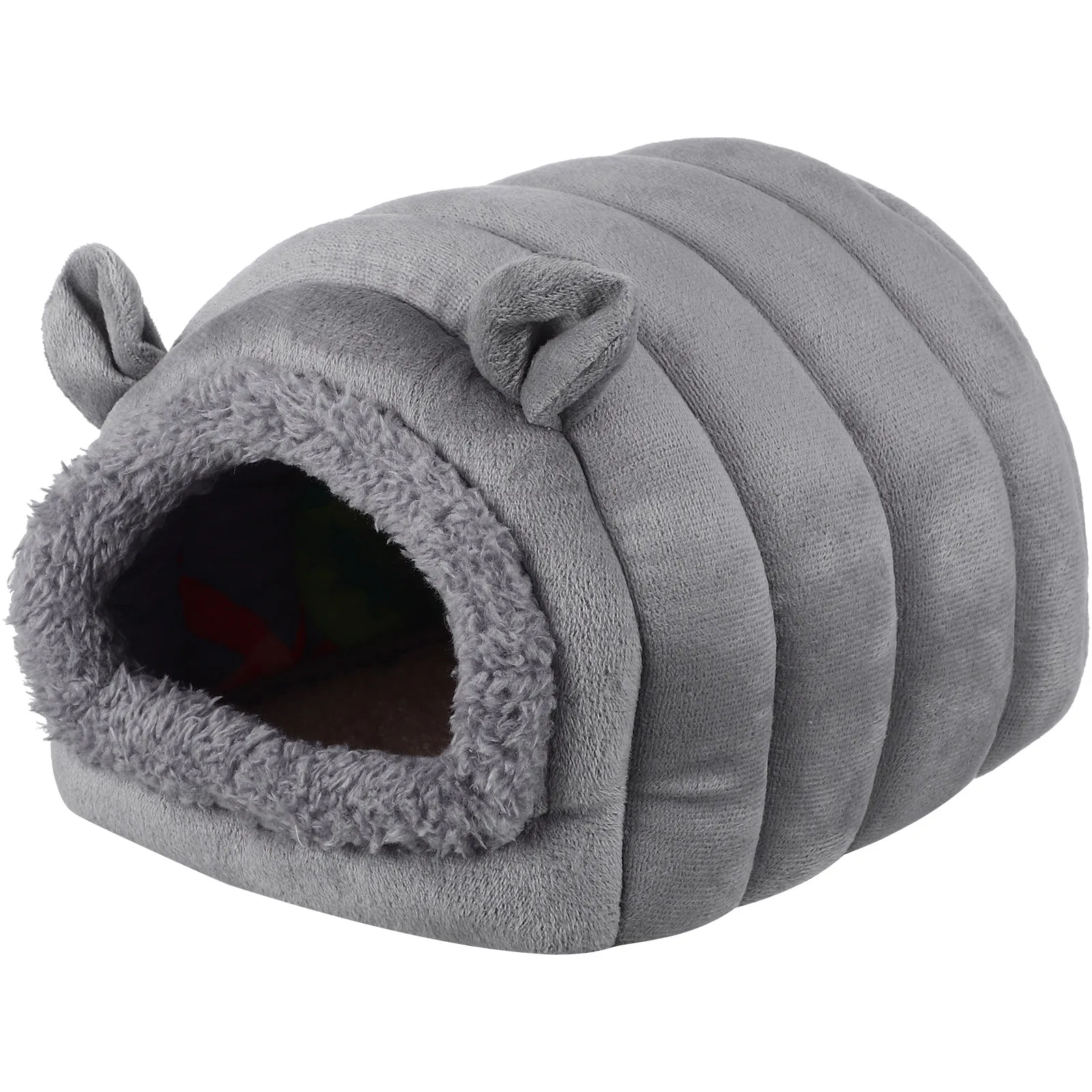 

Grey Caterpillar Shape Small Animal House PP Cotton Material Guinea Pig Hideout Hedgehog Bed Comfortable Warm Washable