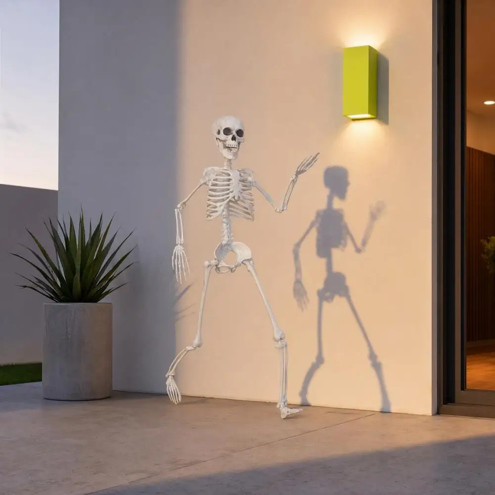Skeleton Figurine for Halloween 3ft Life Size Halloween Skeleton Prop Full Body Posable Plastic Bones Model Realistic Yard Patio