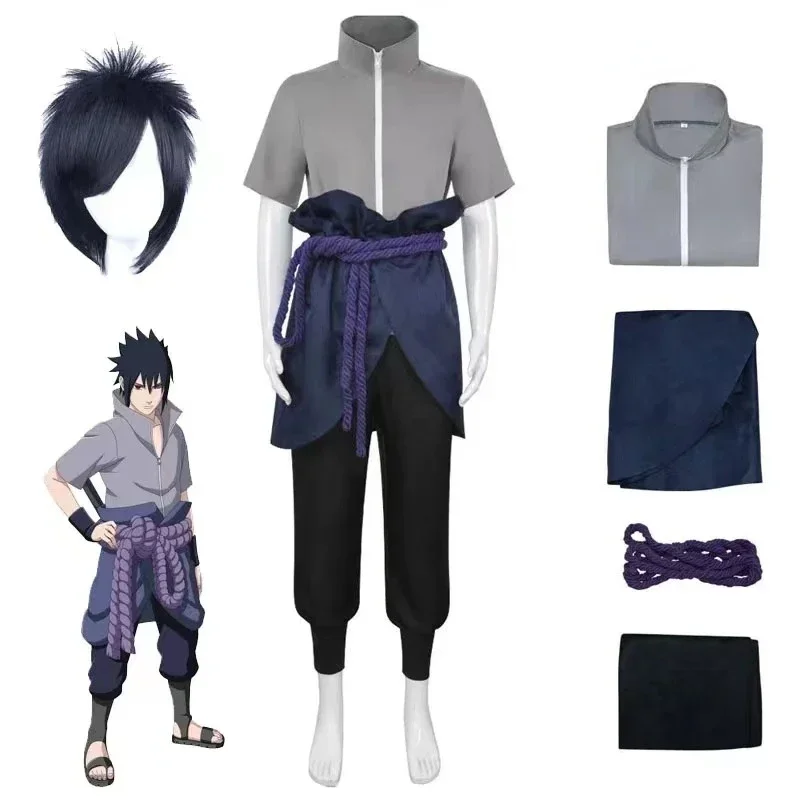 2025 New Anime Uchiha Sasuke Cosplay Costumes Shippuden Hokage Kimono Third Generation Clothing Halloween Costume Tops Wig Pa AA