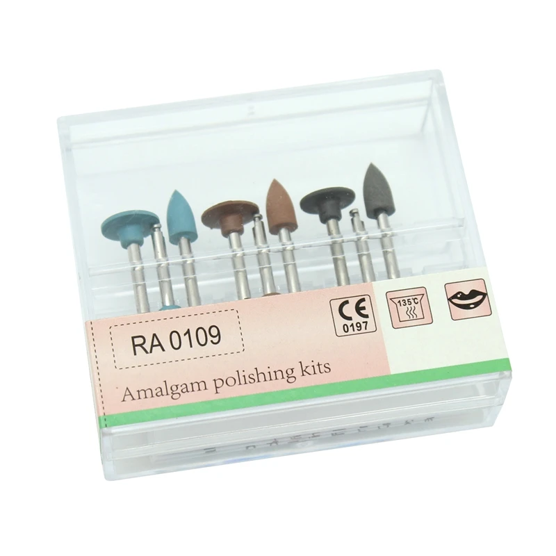 9pcs/box Dental Composite Polishing Burs Amalgam Polishing Grinding Kits for Low Speed Handpiece Contra Angle RA0109