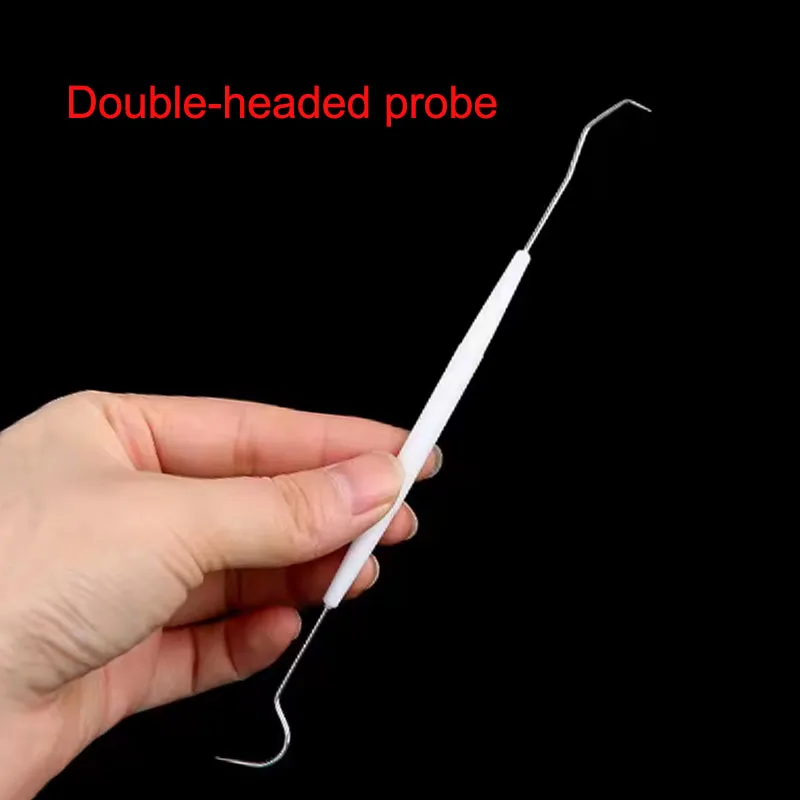 Dental Explorer Probe Double Heads Stainless Steel Crochet Hook Teeth Cleaning Oral Hygiene Care Dentist Examination Tool