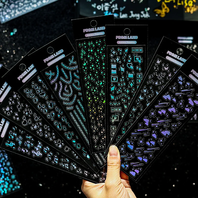 12 Pieces Laser Stickers, Glowing Hologram Stickers for Journals, Notebooks, DIY Crafts