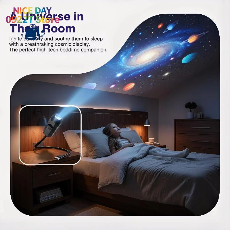 USB Ceiling Moon Earth Projection Atmosphere Light Starry Sky Lamp Night Light Romantic Bedroom Decoration Galaxy Projector@#X
