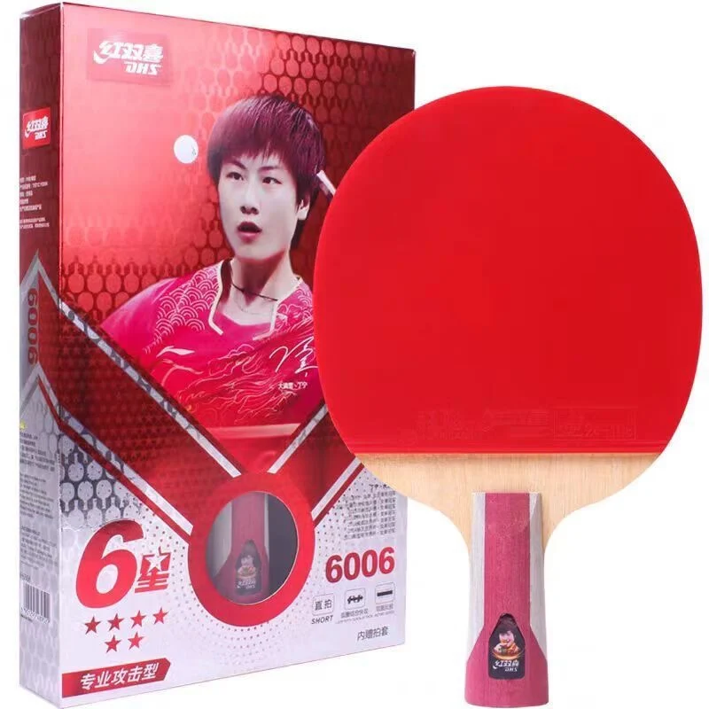 

DHS H6006 Table Tennis Racket 5-layer Wood + Hurricane 3 + Tin Arc Ping Pong Racket Powerful Attack Gift Box Pack Straight Grip