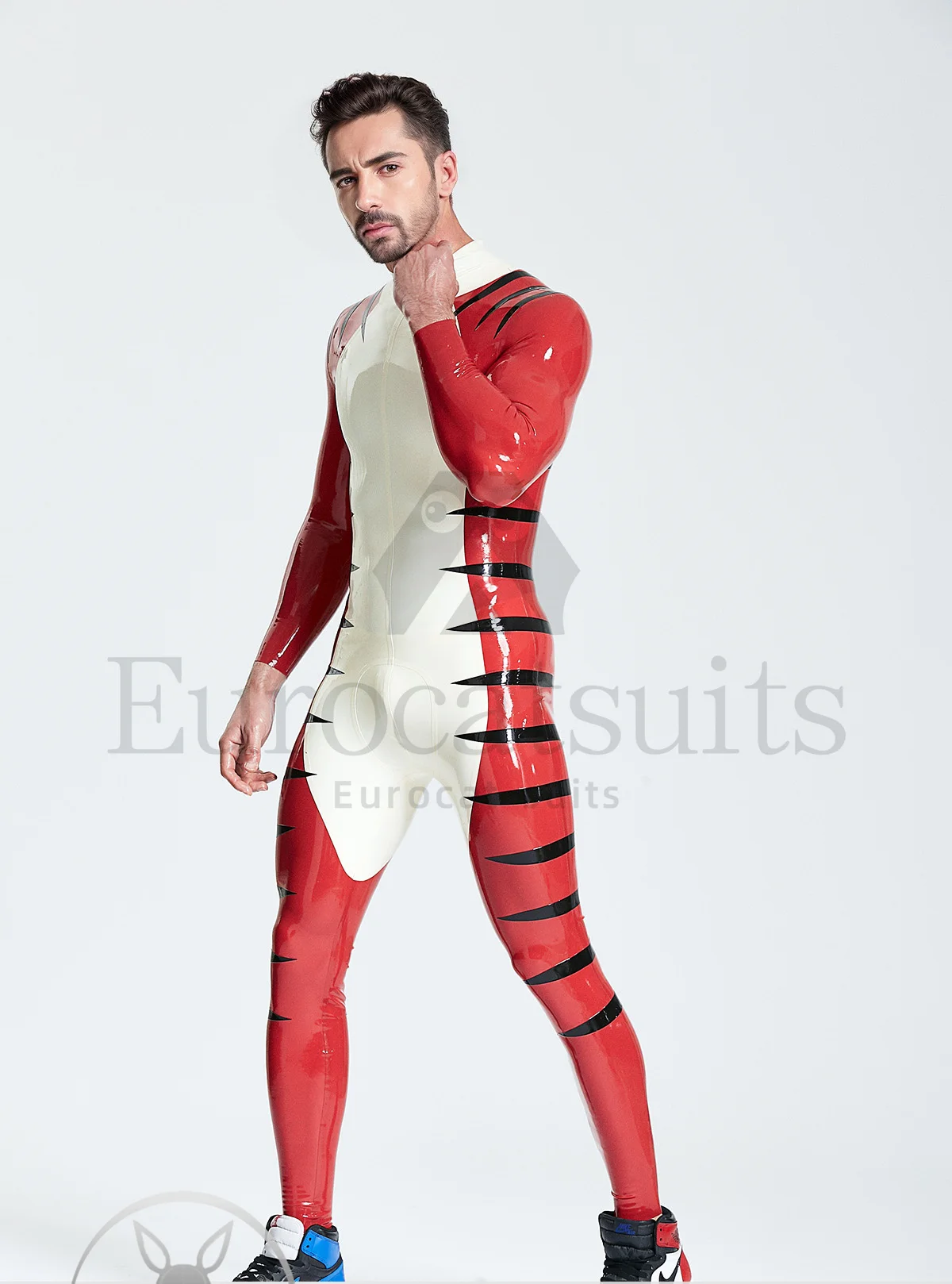 Catsuits in lattice uomo eurocat abiti latex zentai rubber fetish custom clubwear Catsuit maschile \