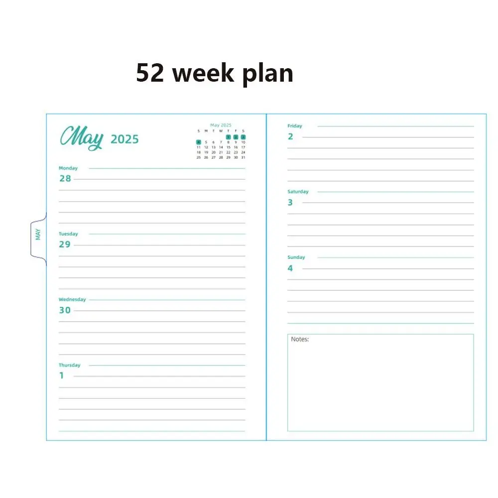 หลวม COIL 2025 Agenda Planner Notebook Planner Organizer ปฏิบัติ A5 ตารางปฏิทิน Notepad ไดอารี่ Weekly Planner