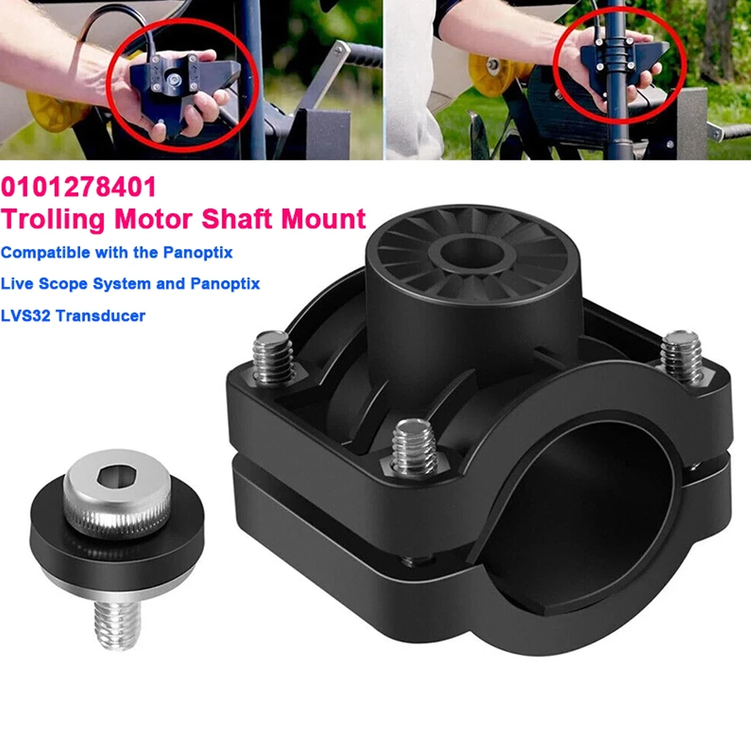 

Marine Trolling Motor Shaft Mount #0101278401, Fit for Garmin Panoptix Live Scope System Transducer, Use with All Shaft Diameter