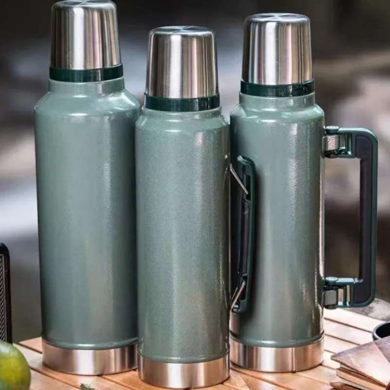 1000/1400ML Stainless Steel Insulated Cup Outdoor Portable Handle Travel Kettle Large Capacity Hiking Water Bottle