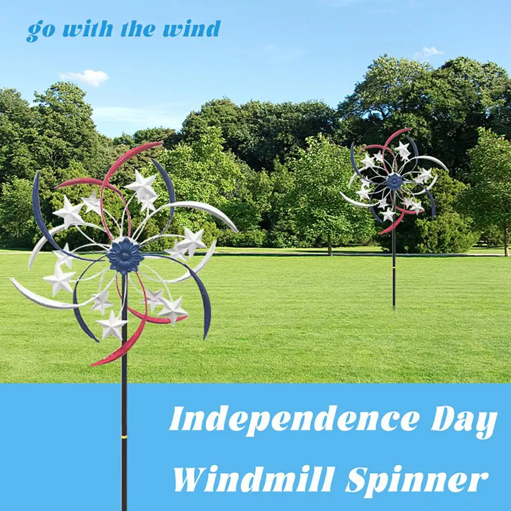 

Spinner Wind Spinner Garden Decor Patriotic Metal Wind Spinner Independence Day Star Yard Decoration for Outdoor Garden Lawn