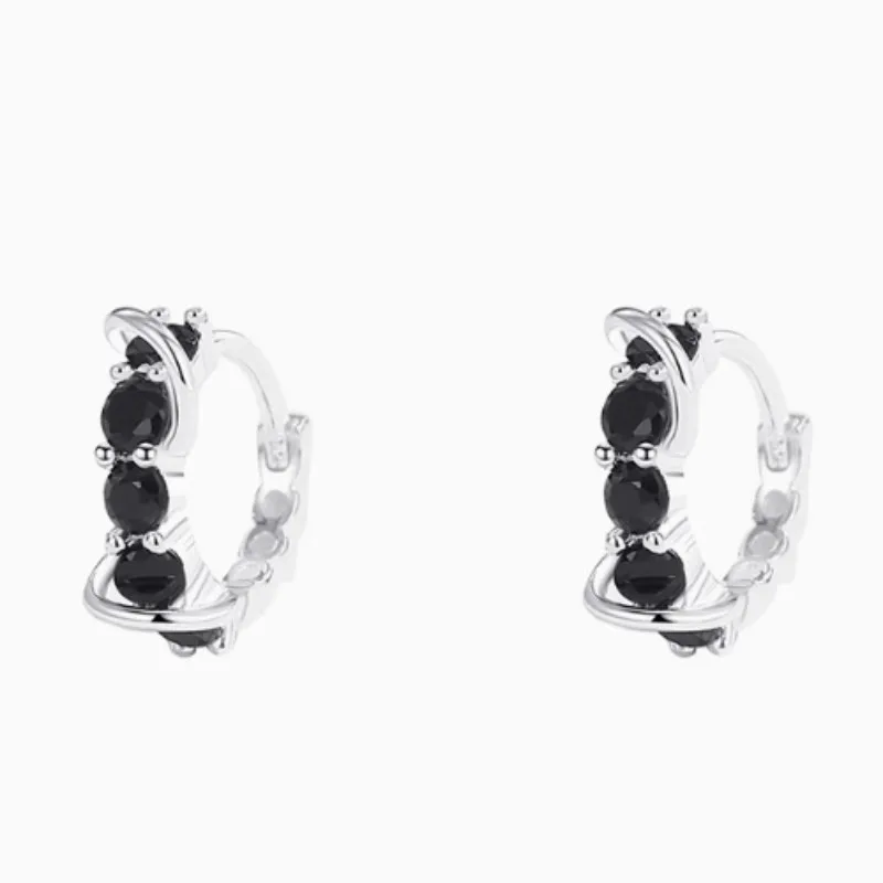 

PONYKISS Tibetan Silver Zircon Wrap Round Geometric Hoop Earrings for Women Fashion Jewelry Minimalist Light Luxury Accessories
