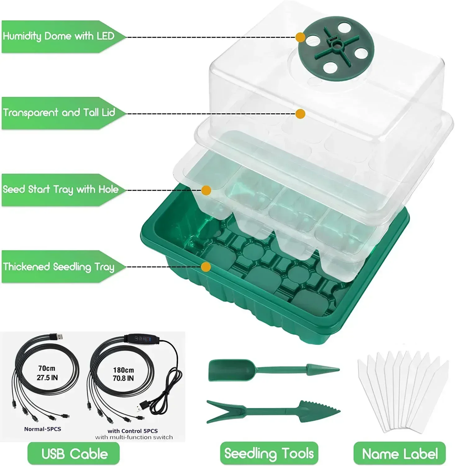 New Full Spectrum LED Growing Lamp Seed Starter Trays Greenhouse Growing Lamp  for Indoor Plant Germinating Intelligent Control