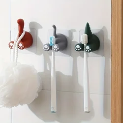 1PC-Cute Toothbrush Holders, Wall Mounted Toothbrush Storage Rack,Funny Cartoon Animal Tail Hook, Wall Cute Hanger, Bathroom