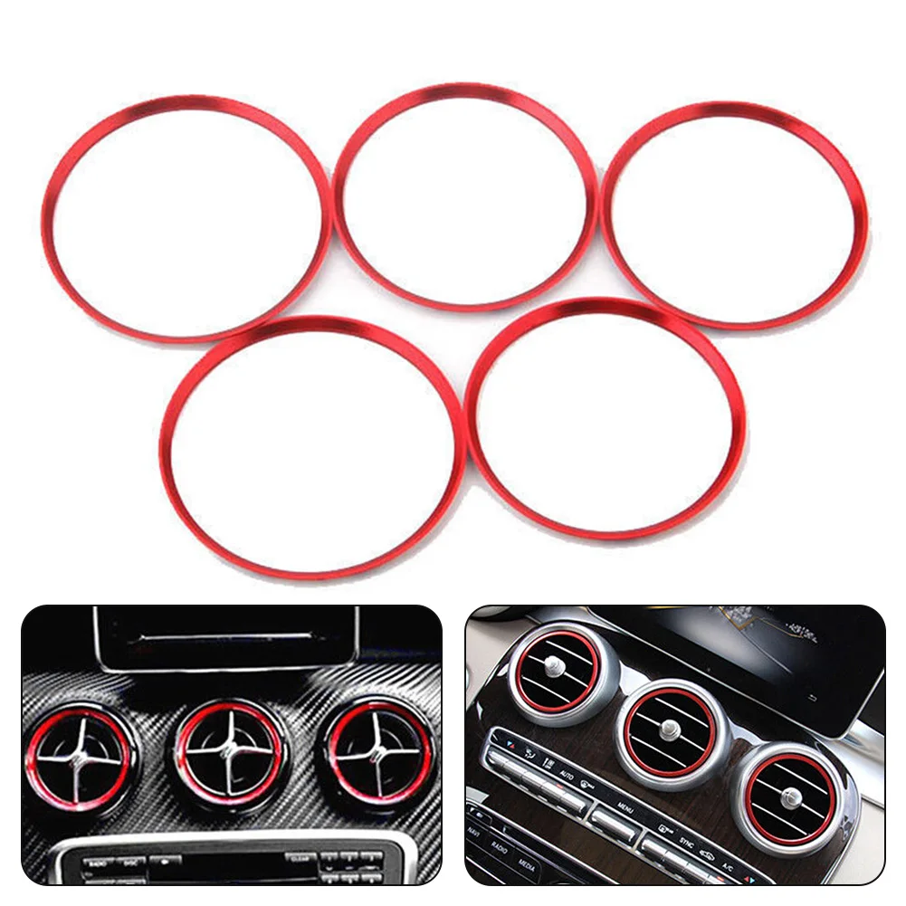 Stand out on the Road with Red Air Vent Outlet Cover Rings for Mercedes A Class W176 A200 A180 A220 CC Pack of 5