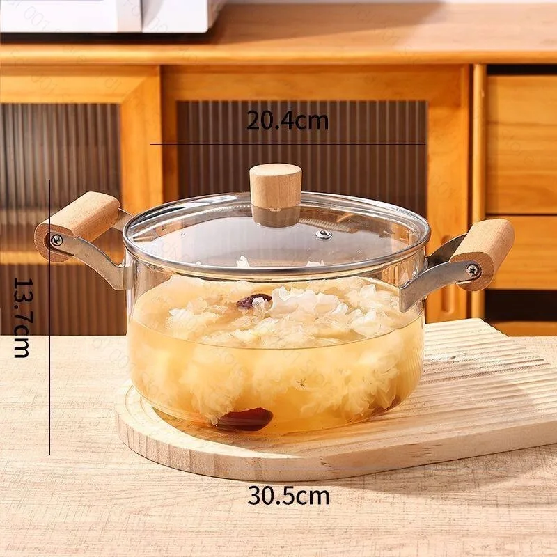 3.5L high borosilicate glass pot, high temperature resistant open flame heating soup , simple household anti-scalding soup pot