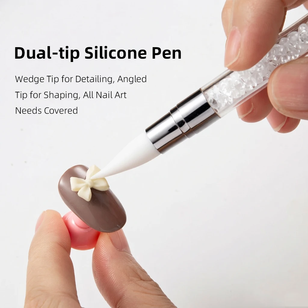 Dual-ended Silicone Sculpture Pen for Nail Art, Easy and Precise Nail Design Tool, 3D Carving Glitter Dotting Brush image 4