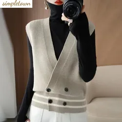 Knitted Cardigan Vest Women's Autumn New Product Loose Casual Camisole Vest Fashion Versatile Sleeveless Sweater