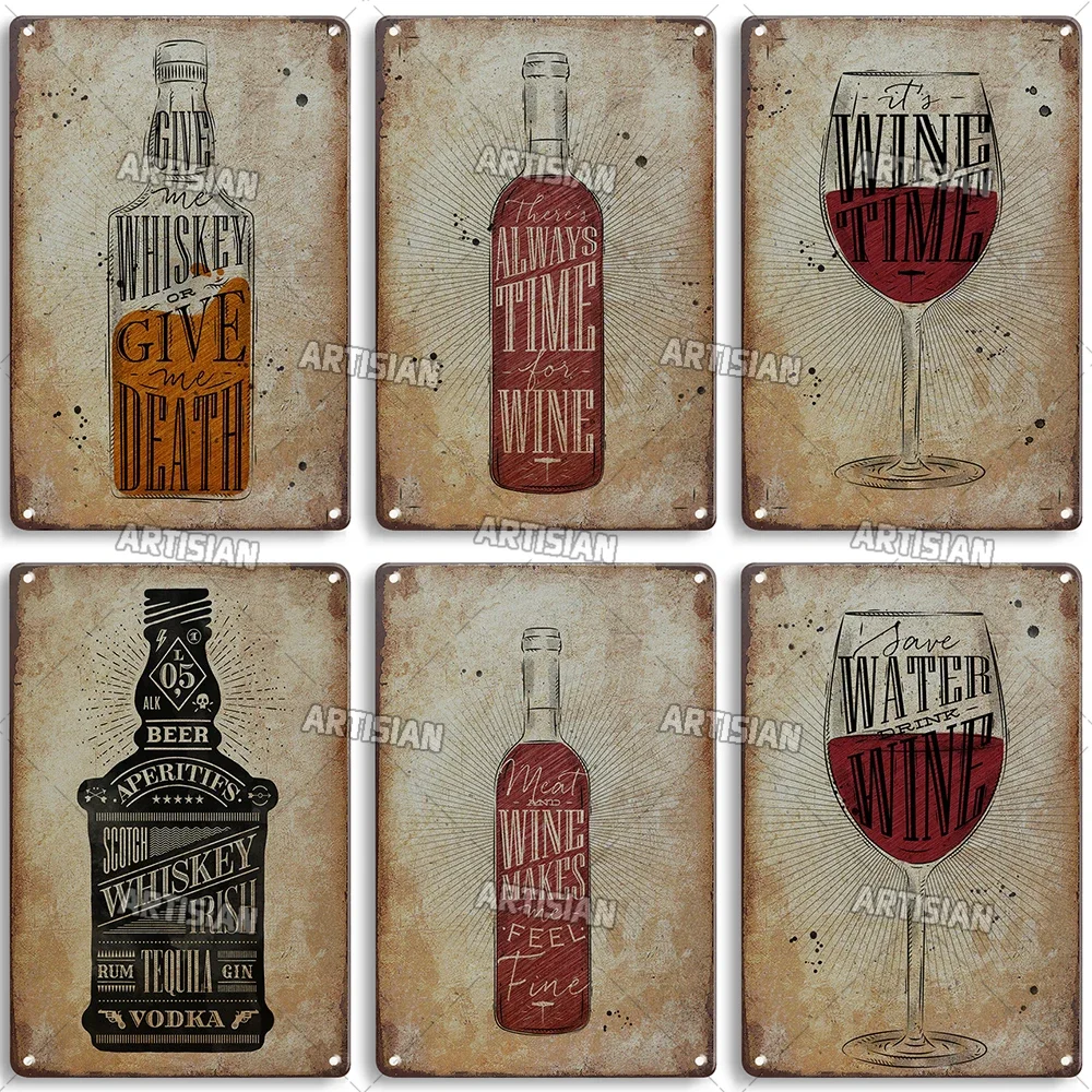 ARTISIAN Whiskey Metal Poster Vintage Wine Decorative Plate Rusty Beer Metal Sign Club Pub Restaurant Wall Industrial Decoration