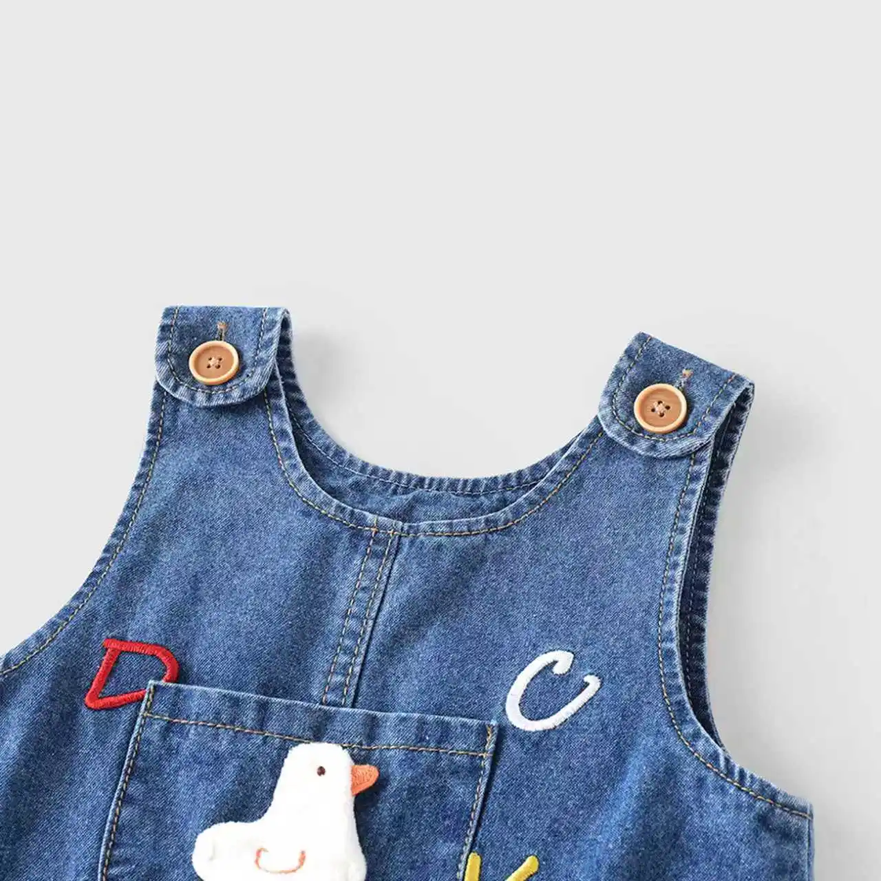 ملابس أطفال جديدة من قطعة واحدة من قماش الدنيم، بذلة أطفال لطيفة بعمر سنة واحدة، سراويل غير رسمية بسيطة ولطيفة