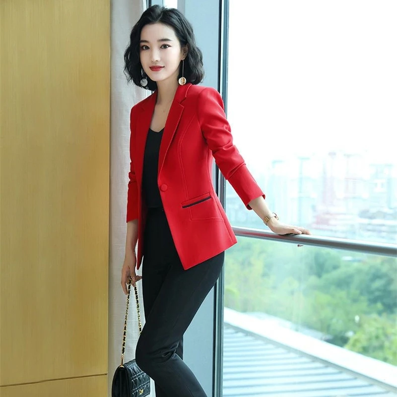 Blazer da donna 2024 Blazer Slim formali Lady Office Work Suit tasche giacche cappotto donna Wine Notched Blazer giacche Femme