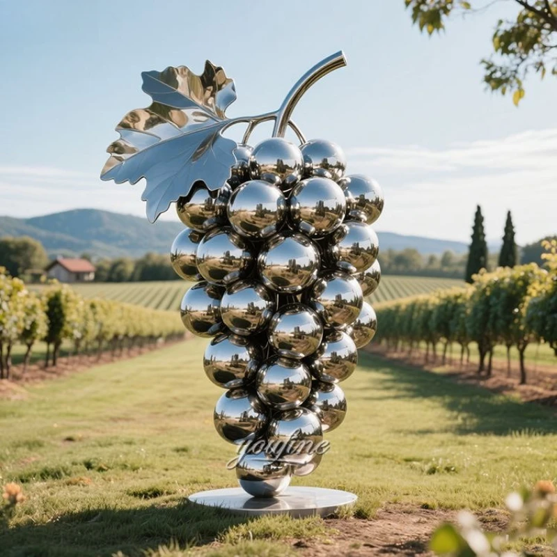 Wine Manor Outdoor Decor Stainless Steel Fruit Grape Statue Sculpture