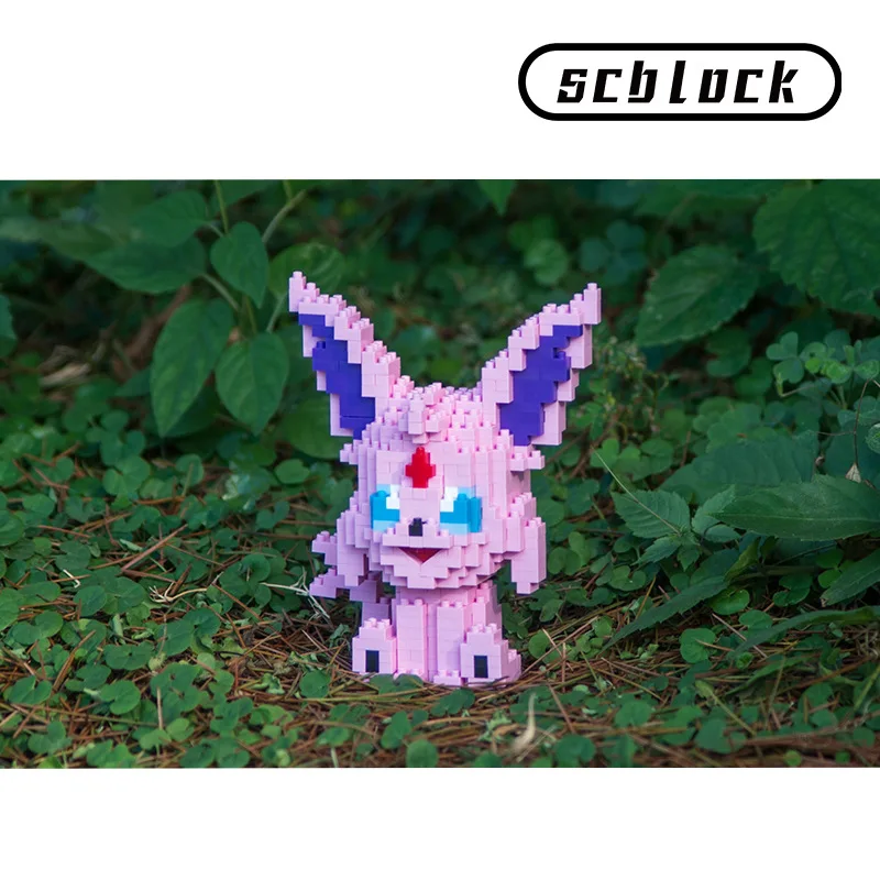 Pokemon Building Blocks Eevee Flareon Micro Diamond Assembled Model Leafeon Mini Brick Sylveon JP Anime Figure For Kid Toys