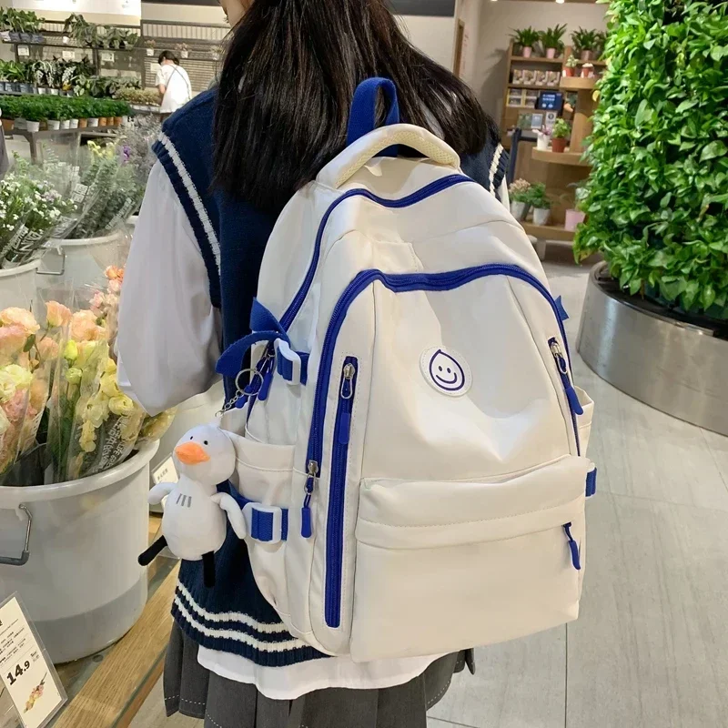 2024 Large Female Cute College Backpack Girl Travel Book Backpack Nylon Fashion Ladies Leisure Bag Women Laptop Men School Bags