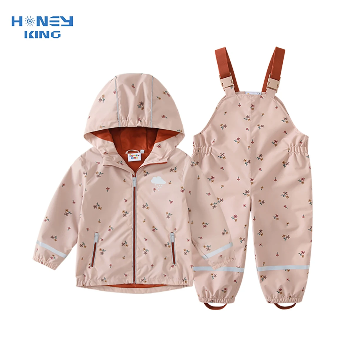 HONEYKING Children's Clothing Sets Raincoat Suit Baby Waterproof Overalls Pants Girls Jumpsuit For Kids Jacket And Trousers Set