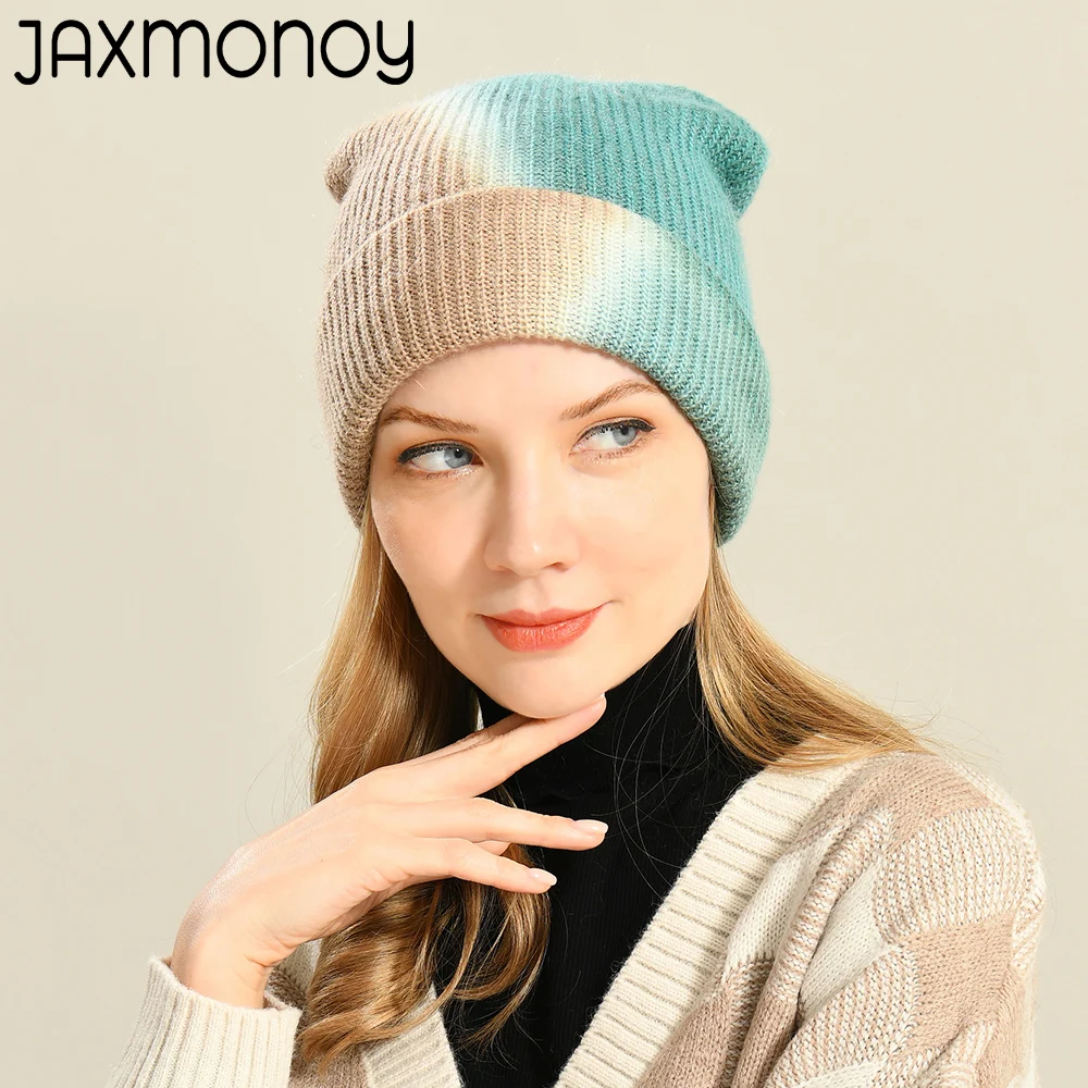 Unisex Winter Beanies hat Colorful Wool  Skullies Cap Winter Warm For Women Knitted Hat