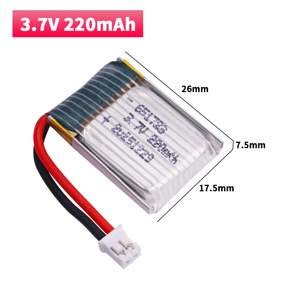 3.7V 651723 220mah for H20 S8 M67 U839 RC Quadcopter helicopter spare parts 3.7V LiPo battery for H20 toys Drones batteries