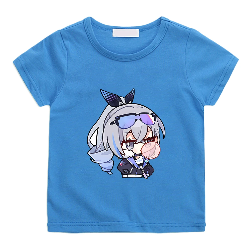 Honkai Star Rail Silver Wolf T-shirt 100% Cotton Tee Boys and Girls Short Sleeve Summer Tee-shirt Kawaii Cartoon Casual Tshirts