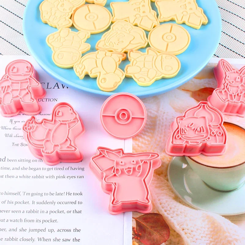 6 sztuk Anime kreskówka Pokemon Cookies formy zestawy wielokrotnego użytku DIY narzędzia do pieczenia ciasta plastikowe Cookie Home Decoration dla