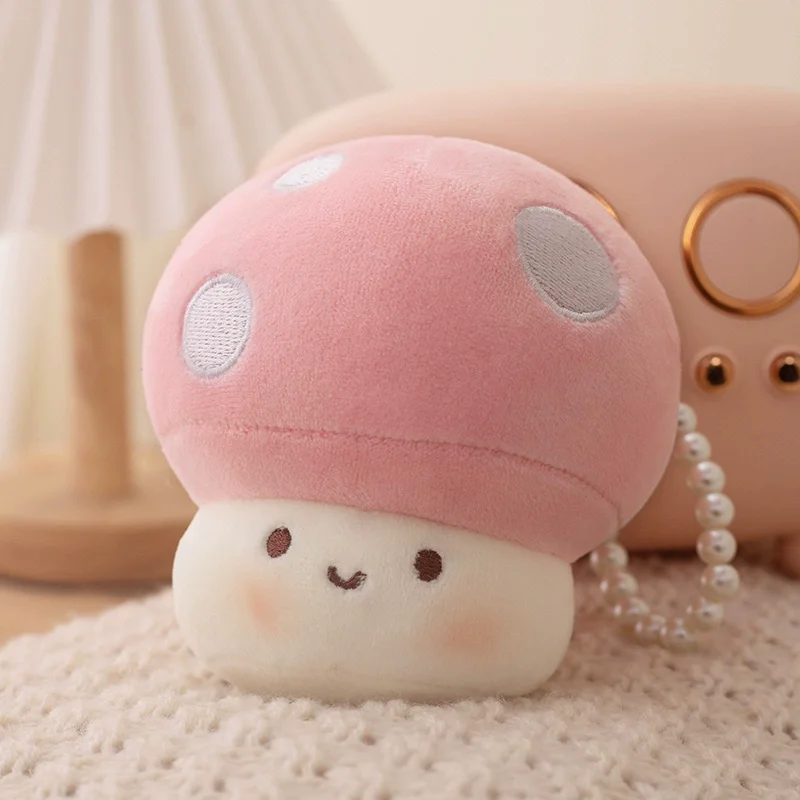 10cm Cute Pendant Small Mushroom Plush Cartoon Doll Bag Hanging Foreign Trade Explosive Mushroom Keychain Car Interior Pendantss