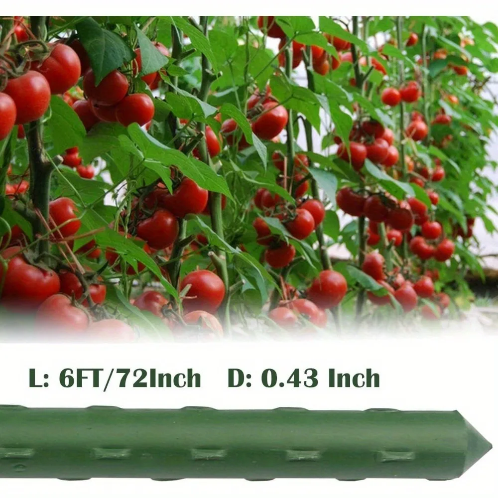 72 Inch Garden Stakes, Tomato Stakes Plastic Coated Metal Plant Stakes Support (30)