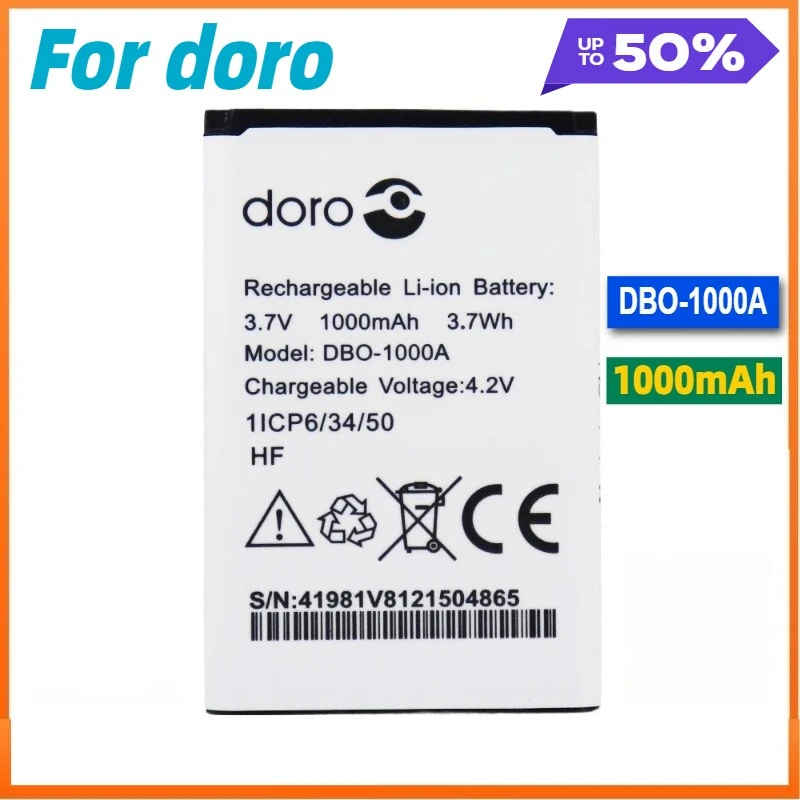 

DBO-1000A Battery For DORO 1372 / 2404 / 1370 Mobile Phone 1000mAh