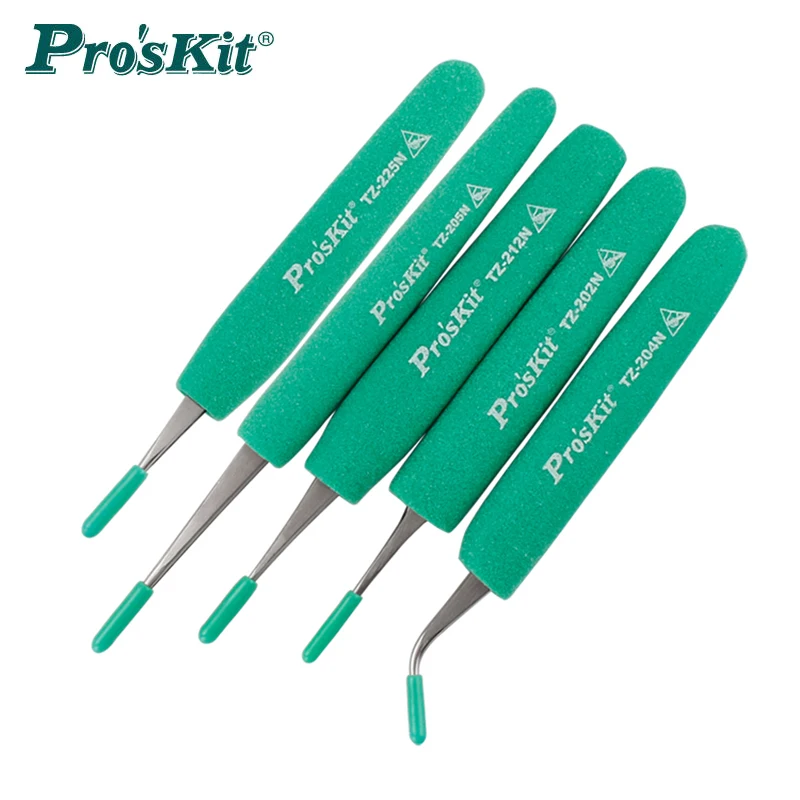 

Pro'sKit Ultra-Precision Anti-Static Soft Handle Anti-skid Tweezers Electronic Precision Machinery Industry Special Sharp Clip