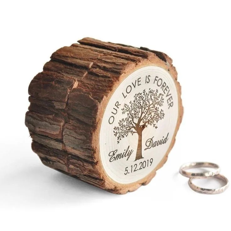 Personalized Wood Wedding Ring Box with Name & Date,Custom Rustic Ring Box Storage Case Anniversary,Engagement,Wedding Gifts