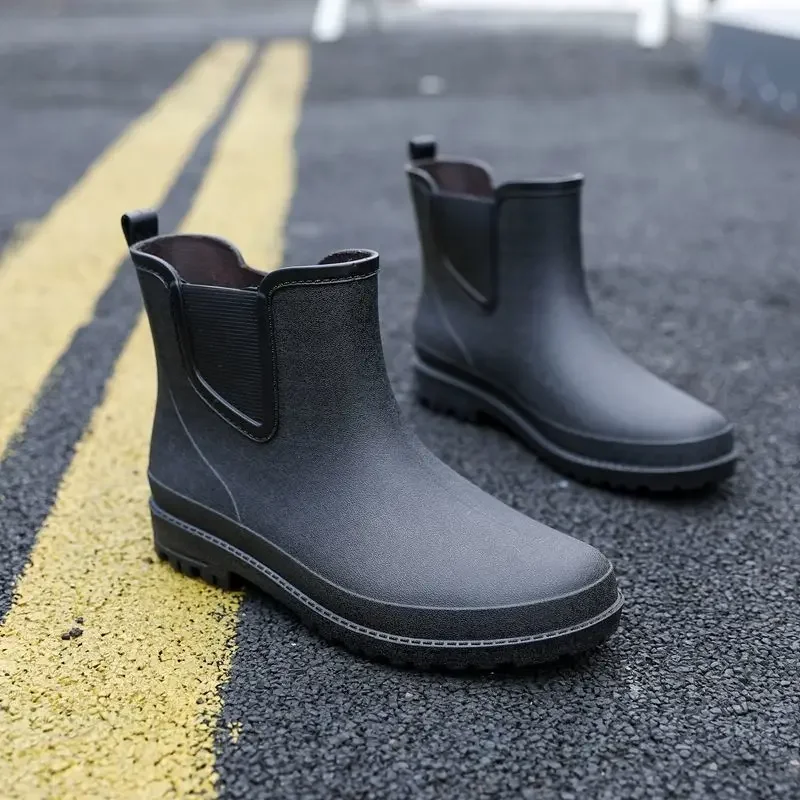 Botas de lluvia para hombre, cocina corta, Chef negro, cocina, zapatos de invierno para hombre, tobillo cálido, bajo, impermeable y antideslizante, moda de alta calidad