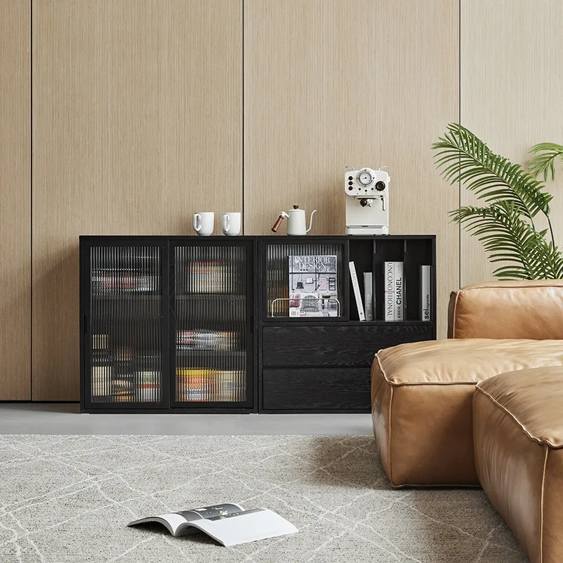 モダンなシンプル無垢材ダイニングサイドキャビネット、小さなアパートのリビングルーム用収納ロッカー