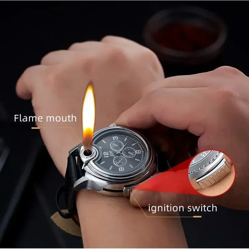 Metal Gas Watch Lighter Refillable Gas Portable Outdoor Windproof Lighter Fashionable And Cool Lighters Personality CreativeGift