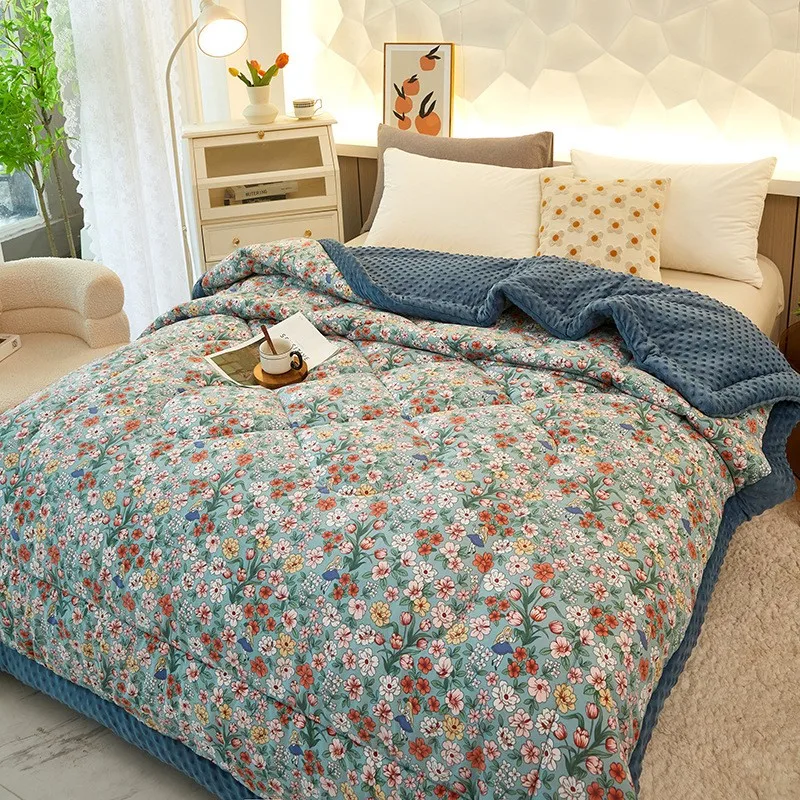 

Бархатное детское одеяло Doudou, детское одеяло с соевыми бобами, хлопковые осенне-зимние домашние утепленные одеяла с принтом