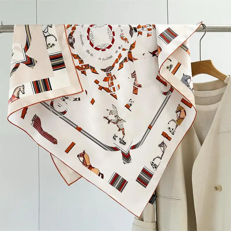 

Luxury Design Women Silk Scarves 90*90cm Fashion Lady Silk Big Bandana