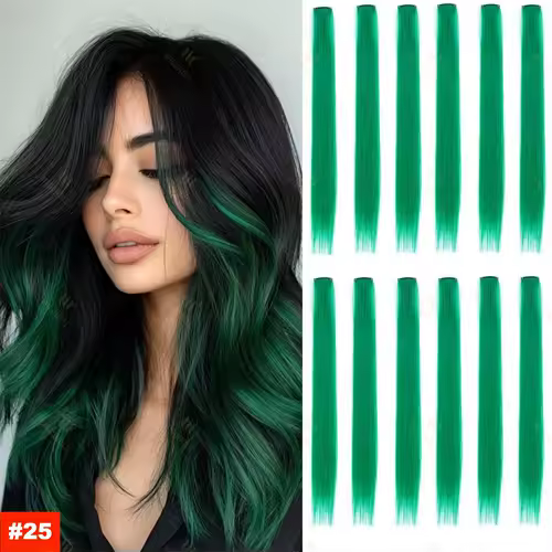 22Inch Synthetic Long Straight Clip In Hair Extensions High Temperature Hairpieces Rainbow Colors Hair Accessories for Women - Image 18