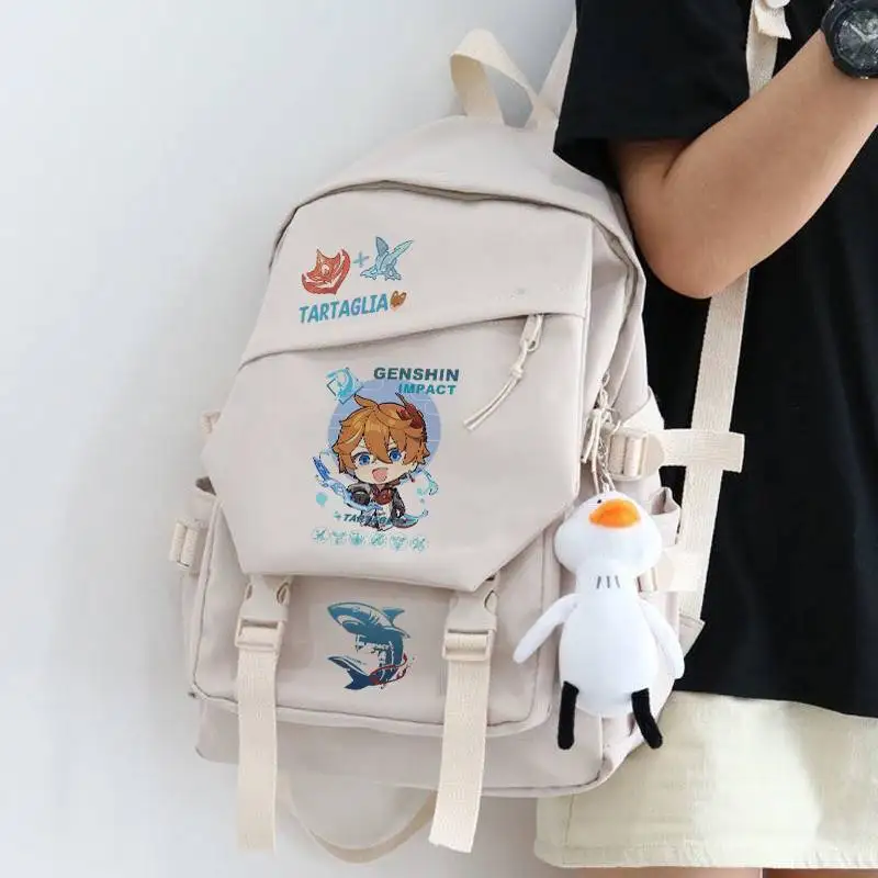 Genshin Impact Collaboration Backpack For Boys, Anime Cartoon Cute Elementary Backpack,Hih And Middle Lare Capacity School Anime